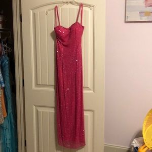 Laurence Kazar Pink Beaded Formal Gown